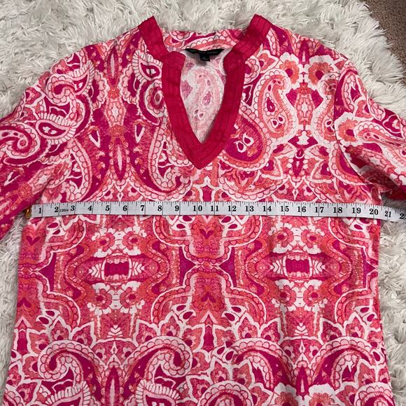 346 Brooks Brothers Pink Paisley 100% Linen Tunic Size L - Picture 7 of 9